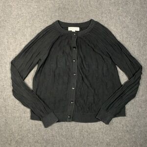 Amour Vert Cardigan Womens Small Black Textured Button Modern Minimalist Classic